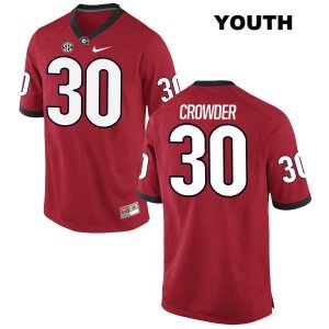 Youth Georgia Bulldogs NCAA #30 Tae Crowder Nike Stitched Red Authentic College Football Jersey AKN1054VR
